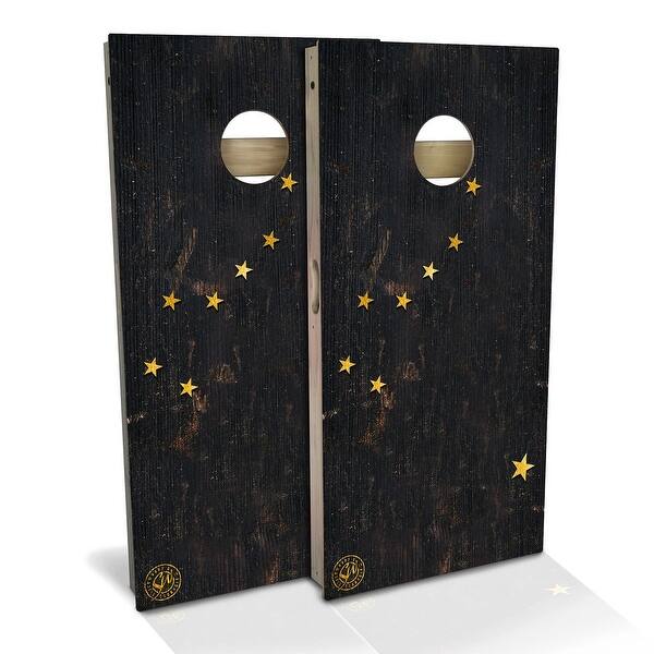 slide 2 of 9, Alaska Flag Outdoor Cornhole Board Set Backyard 2x4 - NO Accessories
