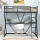preview thumbnail 3 of 9, Twin Loft Bed with Desk and Guardrails, X-Shaped Frame, Black