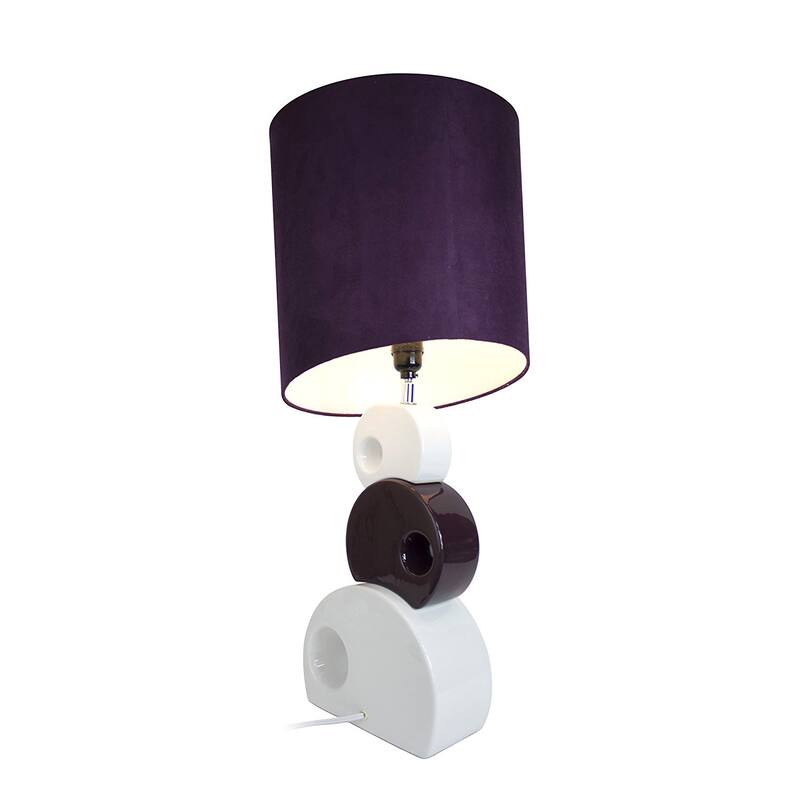 28.5 in. Purple and White Finish Table Lamp with Purple Shade, Sturdy Table Lamp for Living Rooms and Bedrooms