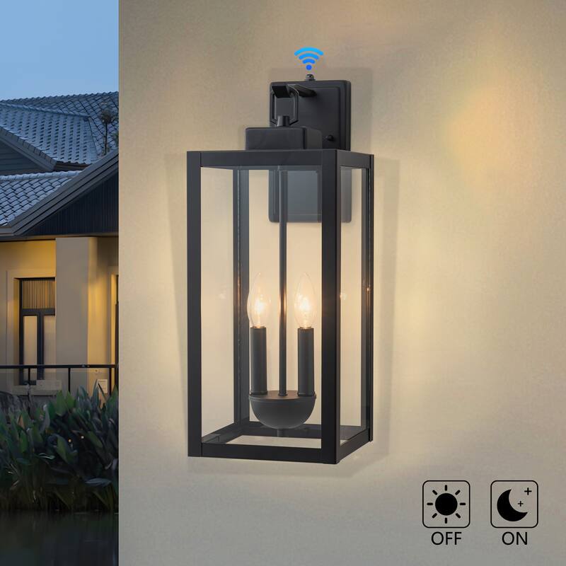 C Cattleya 1-Light Matte Black Dusk to Dawn Outdoor Wall Lantern Sconce