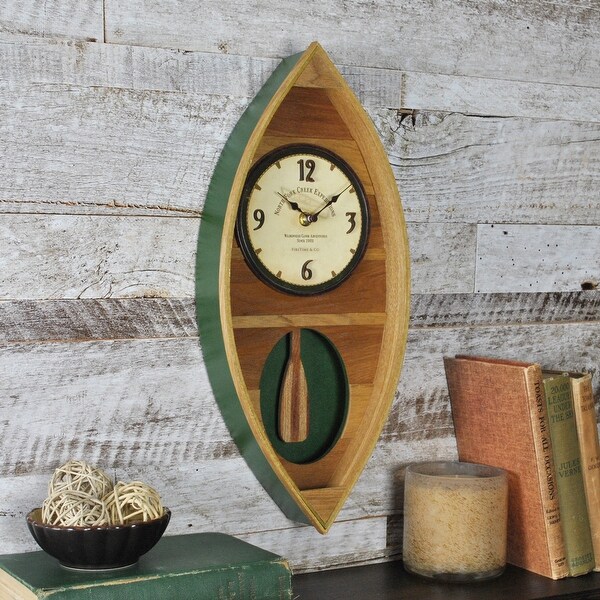 FirsTime & Co. Wood Canoe Pendulum Clock, American Crafted, Wood