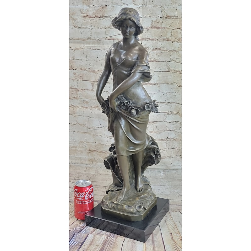 Young Maiden Girl Female Figure Bronze Statue Sculpture Auguste Moreau 26 Inches X 8.5 Inches