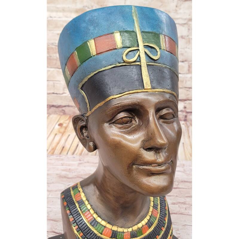 Nefertiti Collectible Bronze Sculpture Egypt Art Bust Art Nouveau Marble Figure