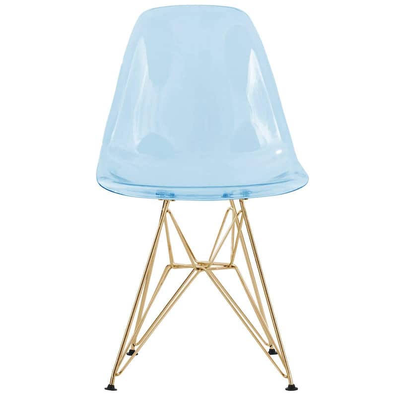 Crescro Acrylic Dining Banquet Side Chair in Gold Stainless Steel Frame for Indoor Outdoor Home Office Living Room & Kitchen