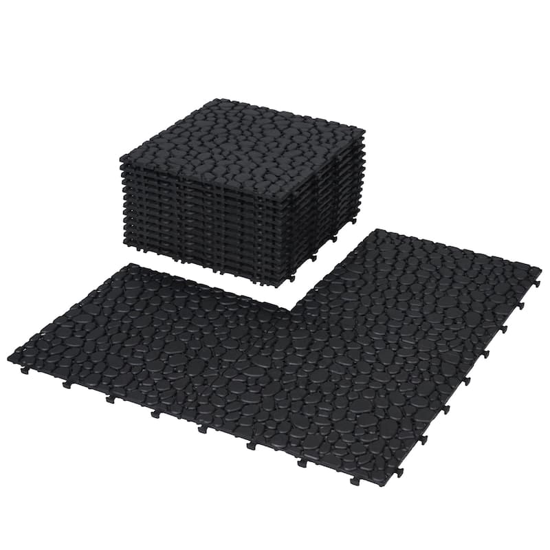 12 x 12 Inch Interlocking Deck Tiles Plastic Waterproof Outdoor All Weather Anti-slip Weight Capacity Upto 440 LBS, Pack of 12
