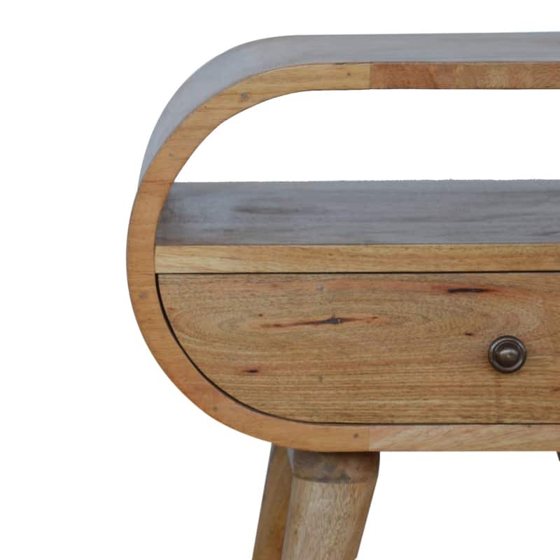 Artisan Furniture Solid Wood Circular Open Slot Nightstand,1 Drawer with 1 Shelf