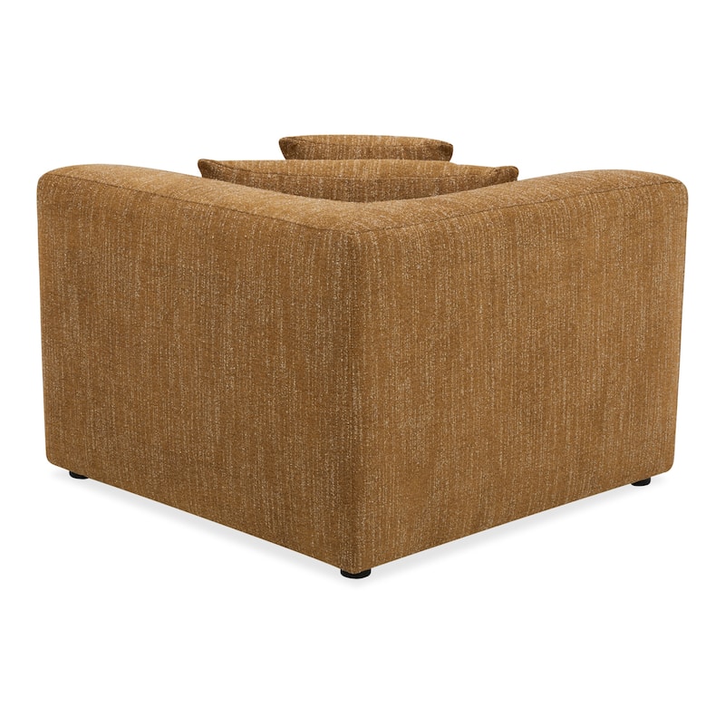 NADAAL STUDIOS Lucien Corner Chair, Feather-Topped Cushion with Kiln-Dried Solid Wood Frame, Amber Glow