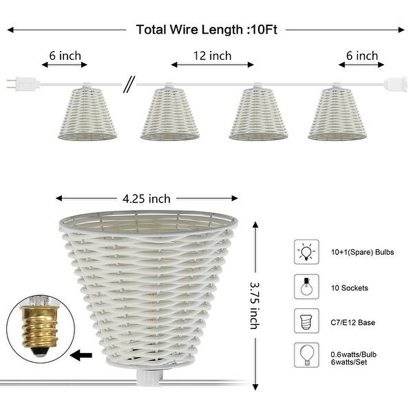 dimension image slide 1 of 2, JONATHAN Y 10 ft G40 String Lights - 10 Bulbs, Indoor/Outdoor Use