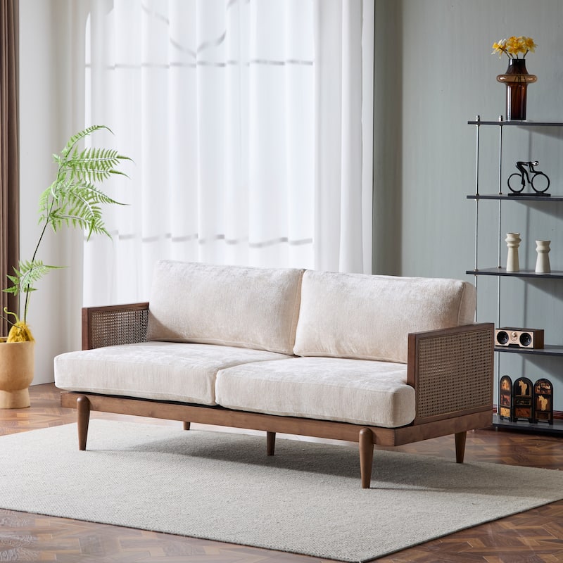 Christopher Knight Home - Lisa Fabric Arm 3-Seater Sofa - Walnut.
