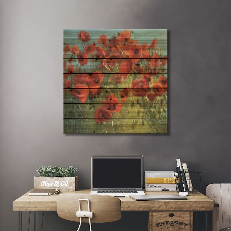 Sunshine and Raindrops Print On Wood by Shirley Novak - Multi-Color