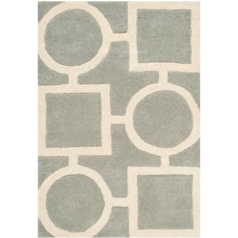 SAFAVIEH Handmade Chatham Alkinoi Modern Moroccan Wool Rug - 2' x 3' - Grey/Ivory