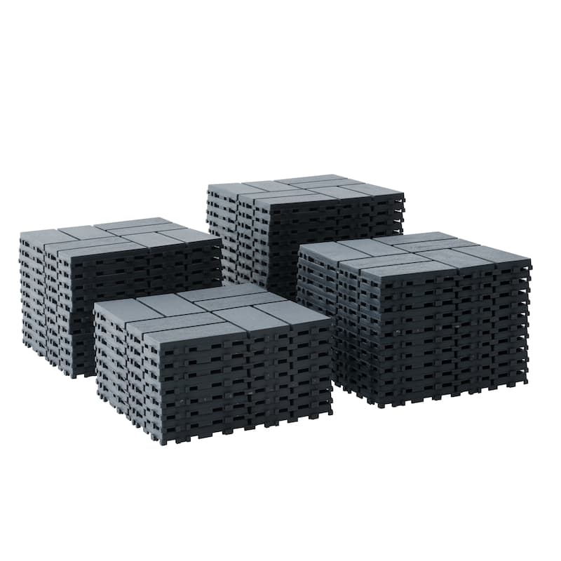 Plastic Interlocking Deck Tiles,44 Pack Patio Deck Tiles,12"x12" Square Waterproof Outdoor All Weather Use, Patio Decking Tiles