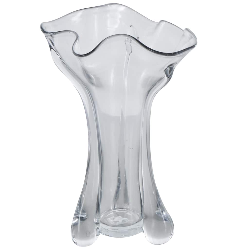 Glass Abstract Fluted Tulip Decorative Vase - Clear - Roche River Decor