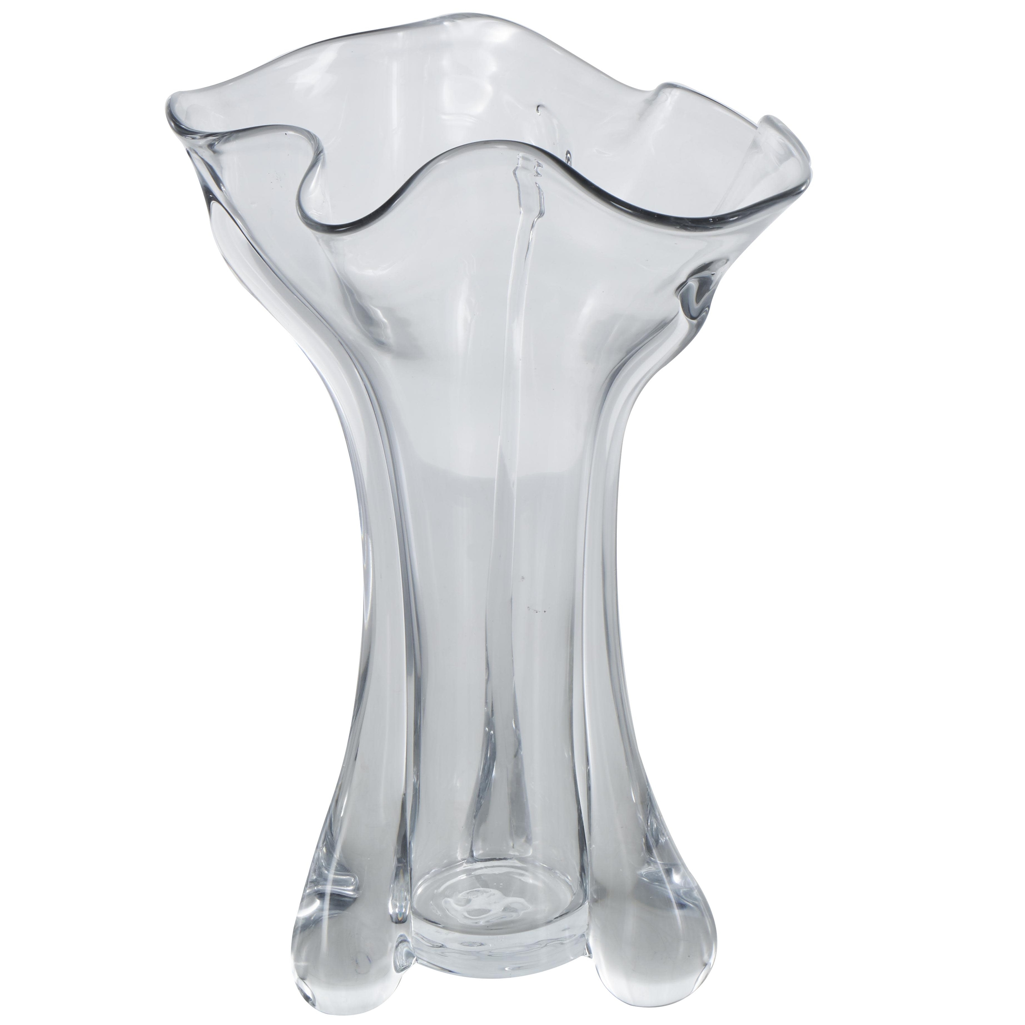 Glass Abstract Fluted Tulip Decorative Vase - Clear - Roche River Decor