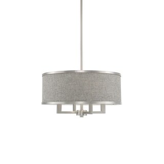 Livex Lighting Park Ridge 4-Light Chandelier In Brushed Nickel With Off-White Fabric Shade (18" Diameter)