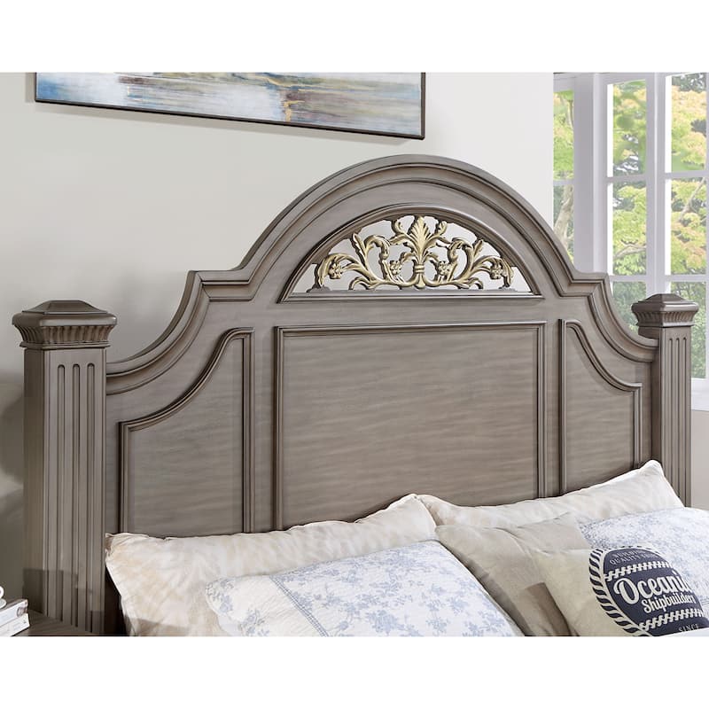 Vame Traditional Grey Wood 5-Piece Poster Bedroom Set by Furniture of America