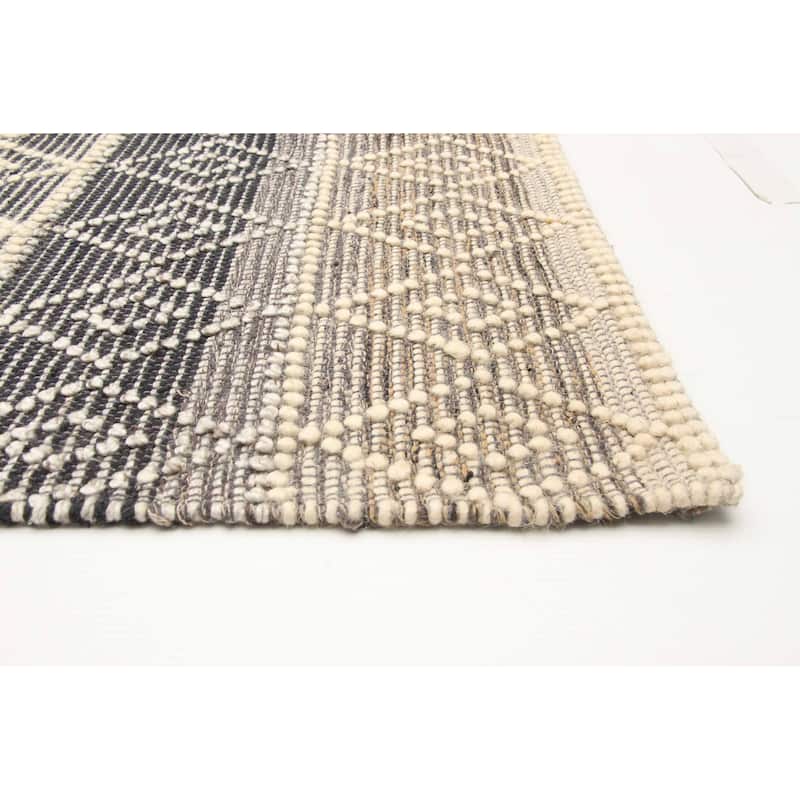 ECARPETGALLERY Braid weave Sienna Grey Wool Rug - 5'0 x 7'9