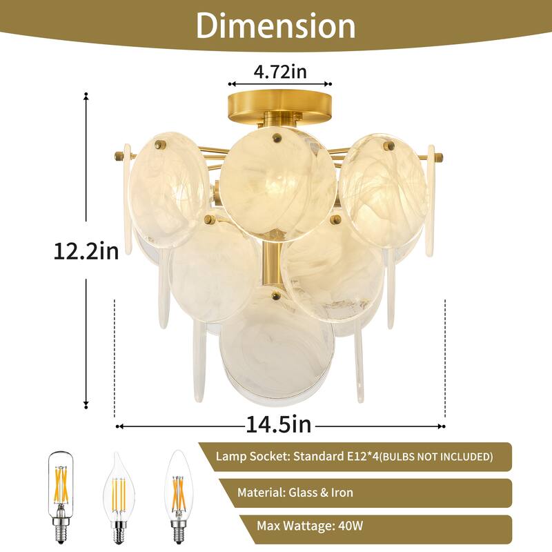 Starsky 4-Light Tiered Handcrafted Textured Glass Flush Mount