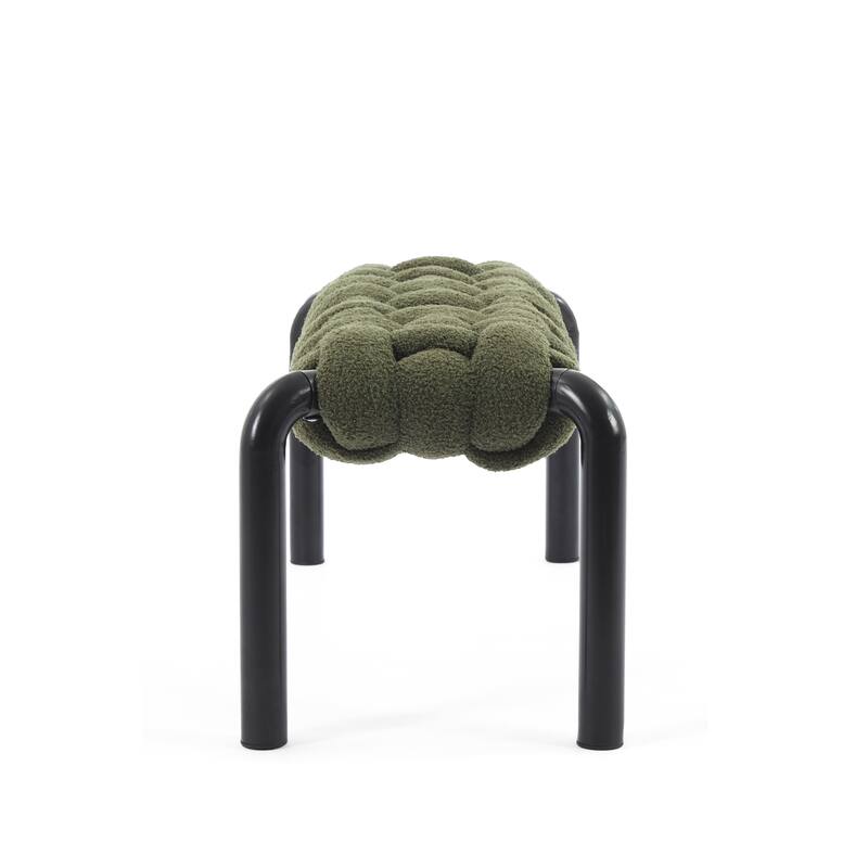 Christopher Knight Home - Teddy Braided Upholstered Bench with Black Metal Legs End-of-Bed Seating