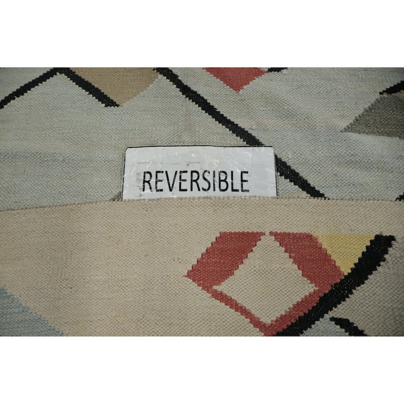 Hand Woven Oriental 100% Wool Carpet Southwestern Modern Greys & Charcoal Kilim Area Rug - 10' 0'' X 8' 0''