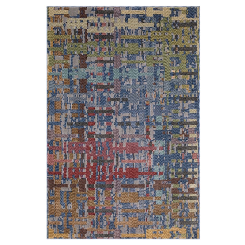 Tobias Abstract Geometric Blue/ Multi Area Rug - 9'10" x 12'8"
