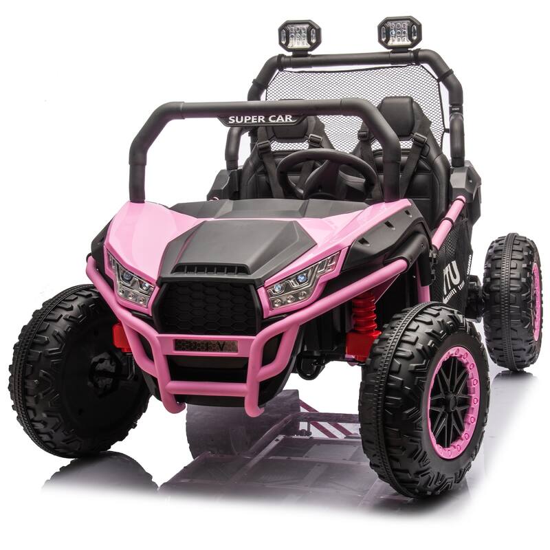24V Kids UTV Ride-On Car with 400W Power, Four-Wheel Suspension, Bluetooth, and Remote Control.