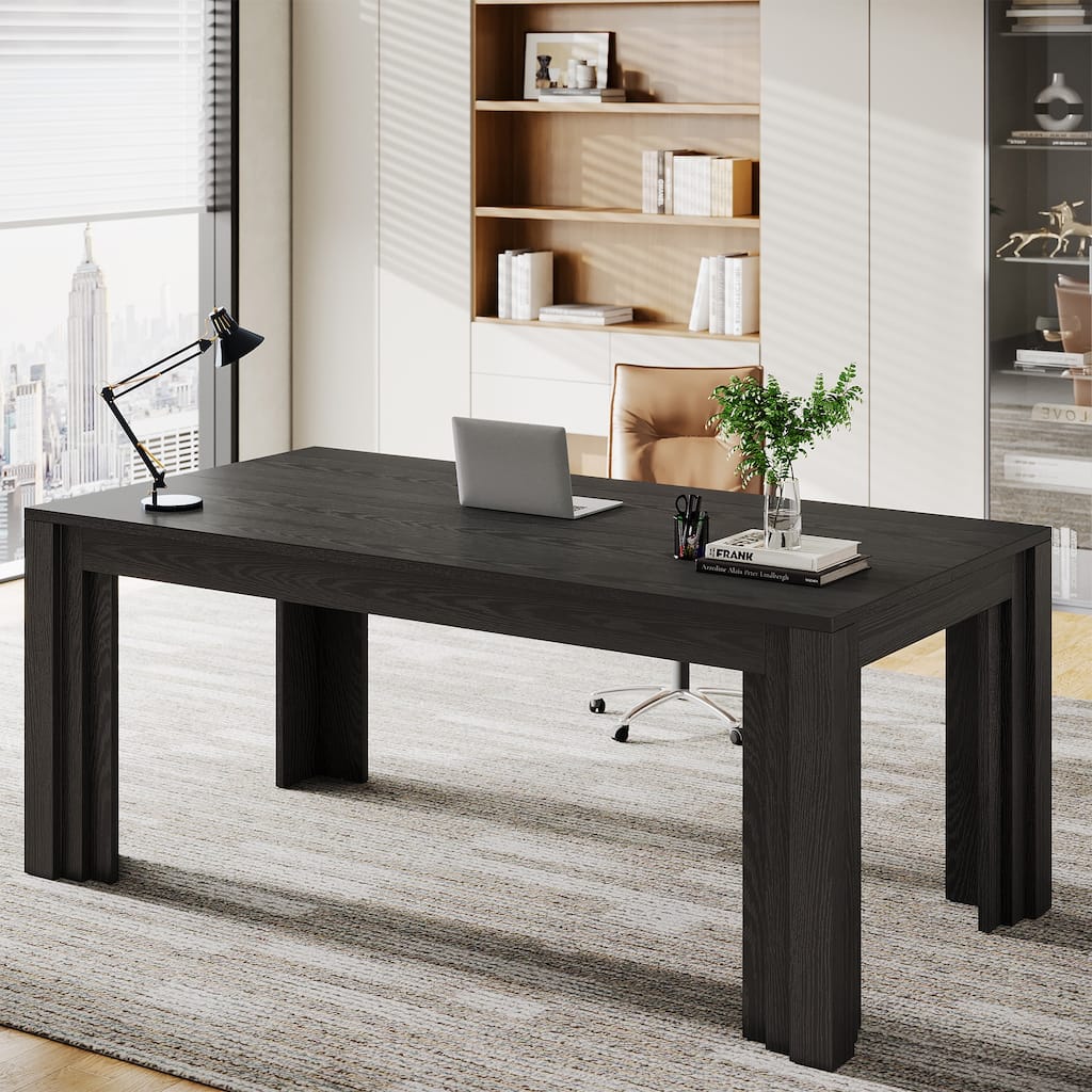 63-Inch Executive Desk, Large Home Office Computer Desk, Writing Table Business Workstation for Home Office, Conference Room