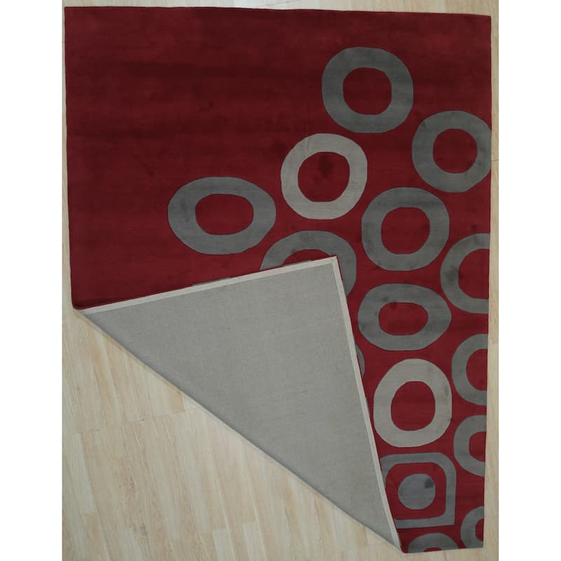 Home Decor EORC Hand-Tufted Wool Modern Tufted Rug, Red Vibrant & Stylish Area Rug for Adding Bold Contemporary Elegance to You