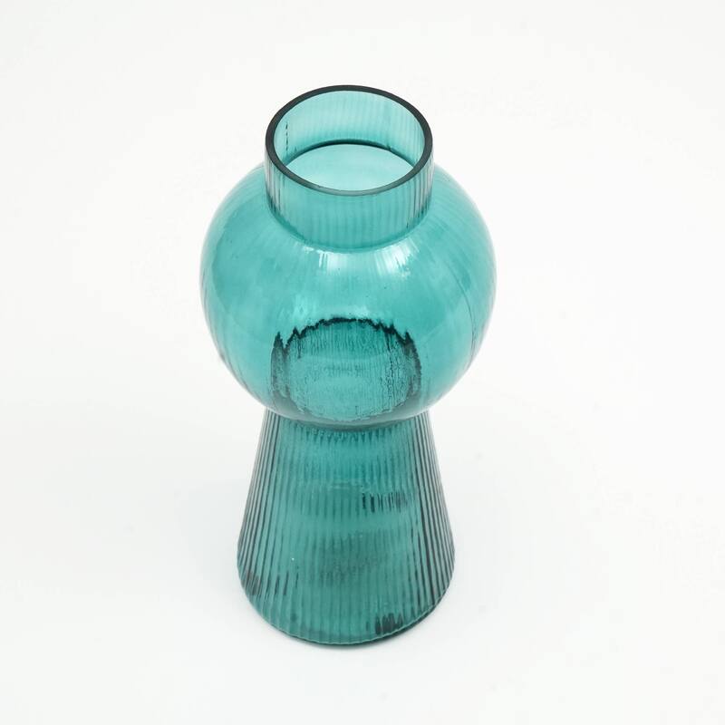 Modern Funnel Flare Glass Vase - 5x12 Inch Large Tall Vase for Floral Arrangements & Stylish Decor