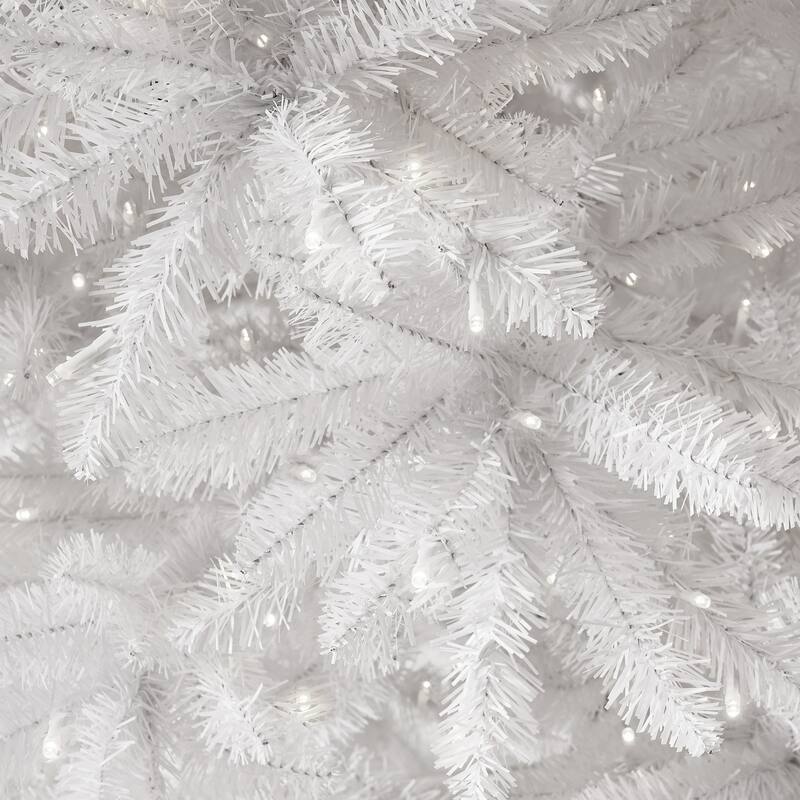 Pre-lit Slim White Artificial Christmas Tree - 13' - Clear LED Lights - over-10-feet