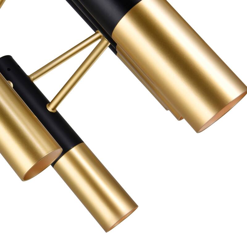 Anem 7 Light Matte Black & Satin Gold Down Chandelier - Matte Black/Satin Gold