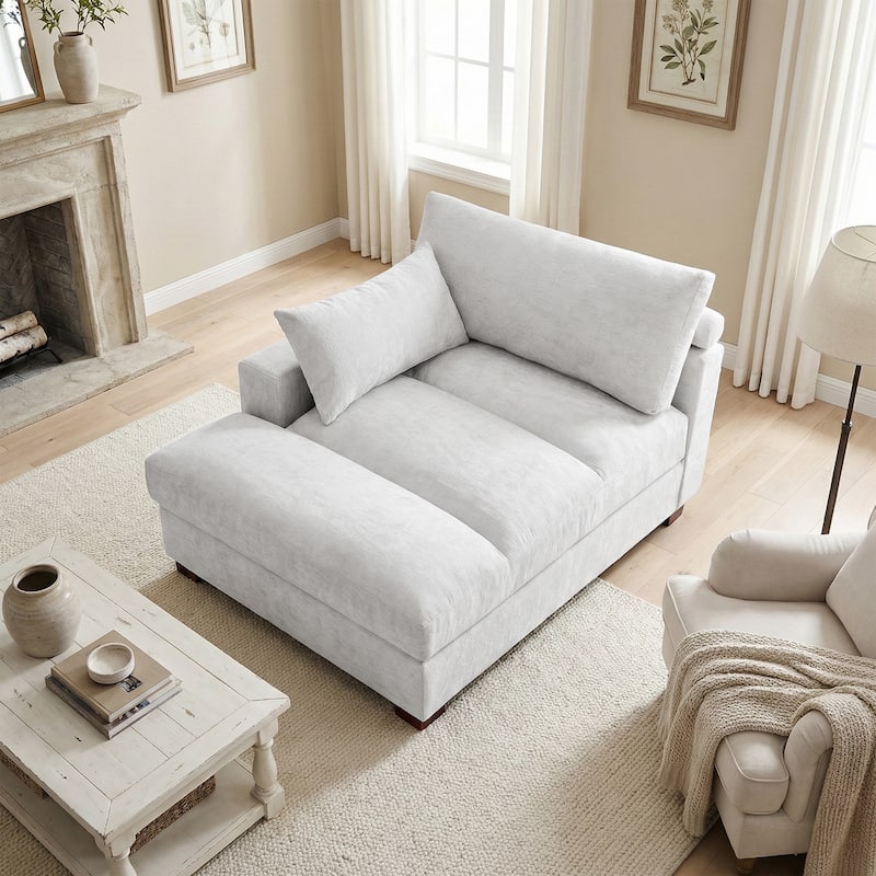 42"W Chenille Upholstered Chaise Lounge