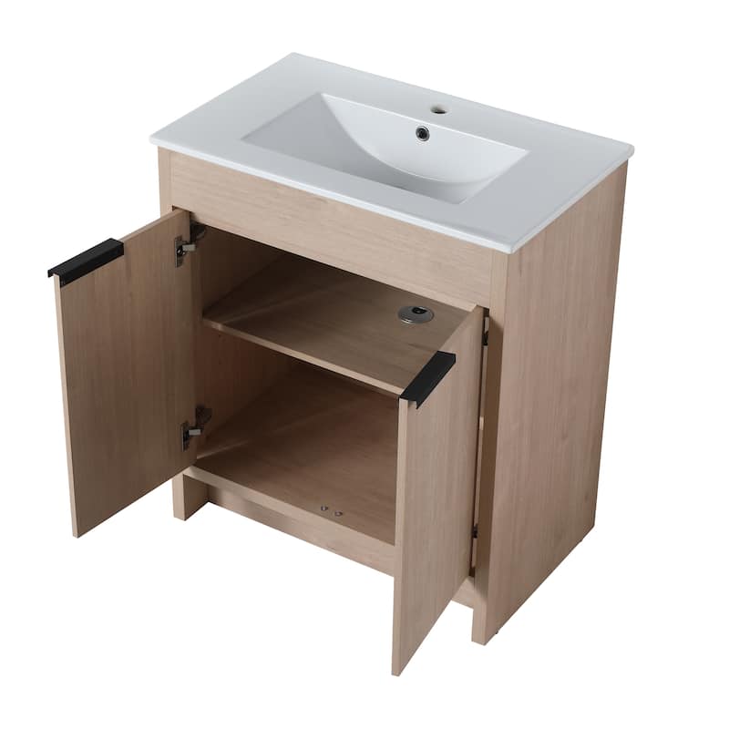 BNK 24/30/36 inch Freestanding Single Sink Bathroom Vanity with Soft Close Door and 1 adjustable shelf