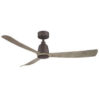 Fanimation Kute 52 inch Indoor/Outdoor Smart Ceiling Fan with Remote - Matte Greige with Weathered Wood Blades