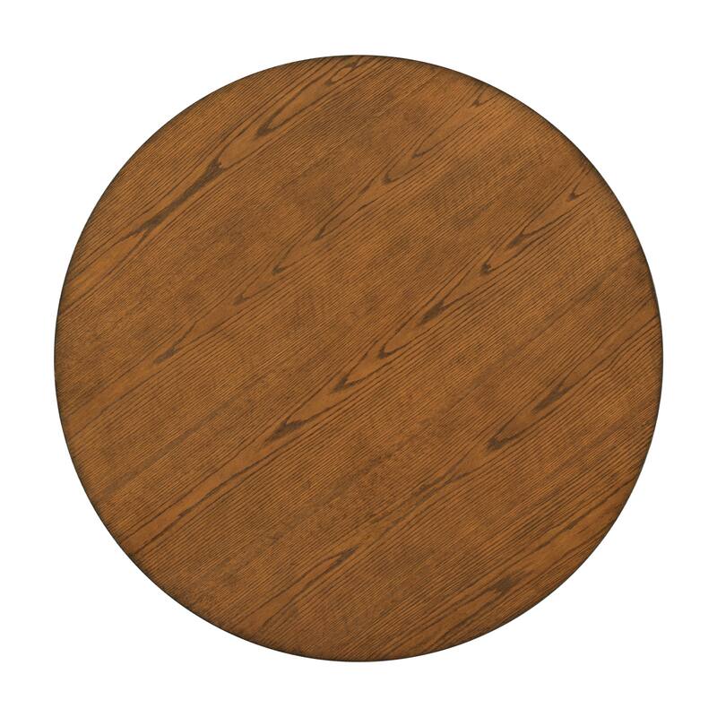 Walnut 5-Piece Wooden Dining Table Set with Round Table & 4 Upholstered Chairs