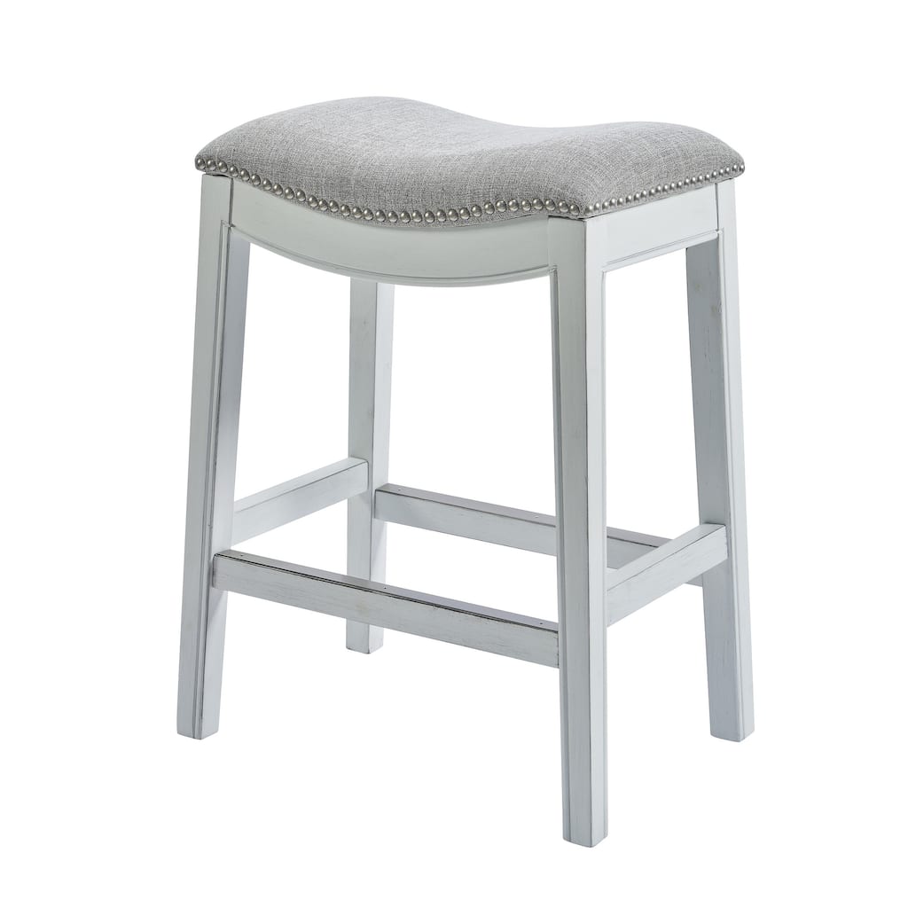 31" White Finished Solid Wood Bar Stool