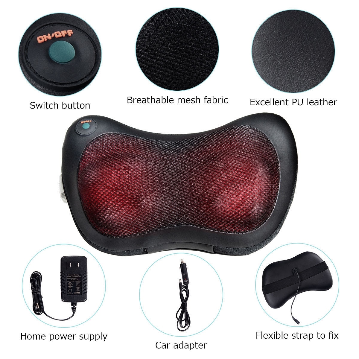 Costway Shiatsu Shoulder Neck Back Massage Pillow with Heat Deep