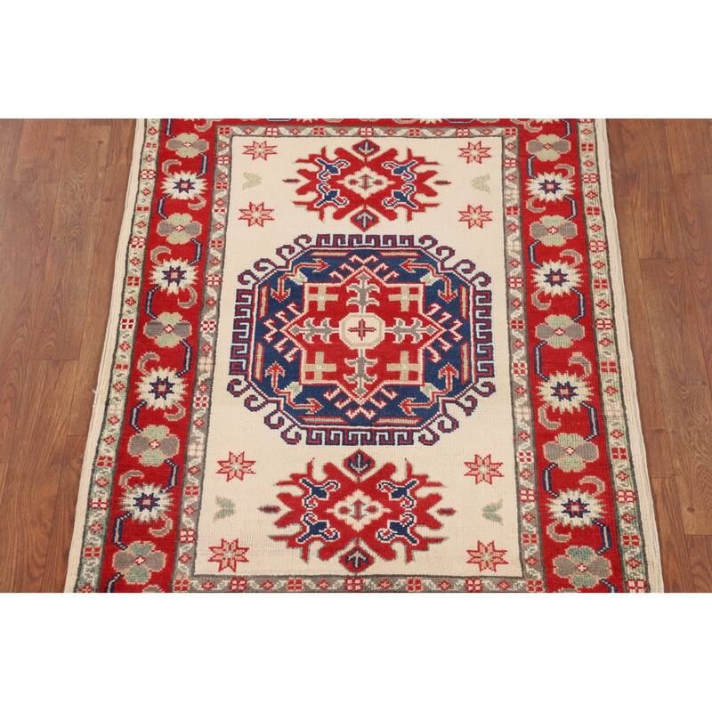 Kazak Oriental Accent Rug Handmade Wool Carpet - 3'0" x 4'0"
