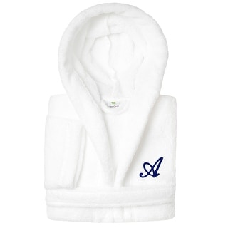Sweet Kids 100% Polyester SUPER PLUSH Double Brushed Hooded Bathrobe with Navy Script Monogram