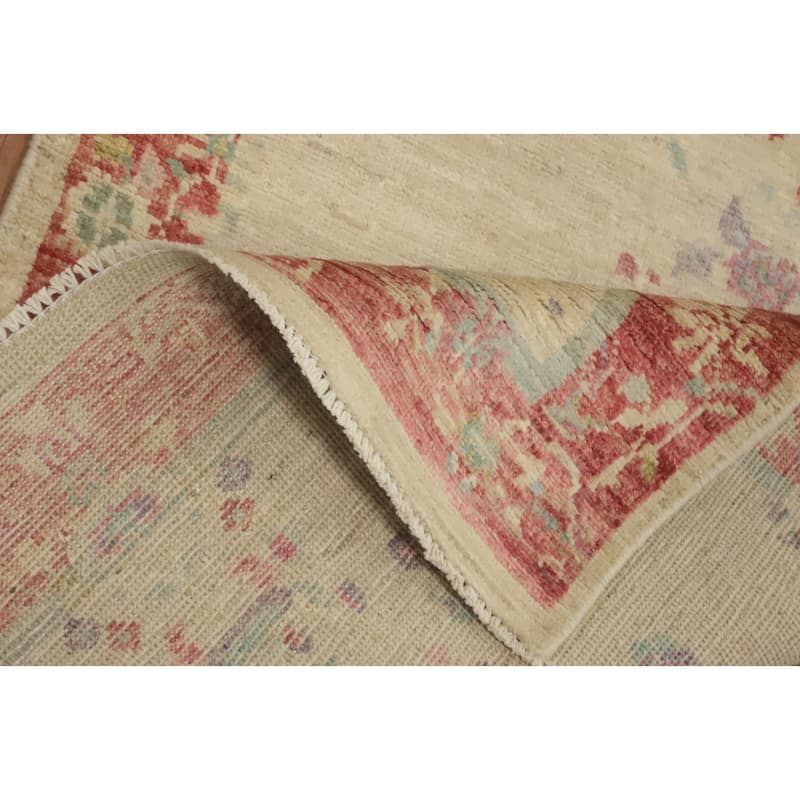 Hand Knotted Oriental 100% Wool Carpet Traditional Floral Beige & Ivories Ziegler Runner Rug - 8' 3'' X 2' 8''