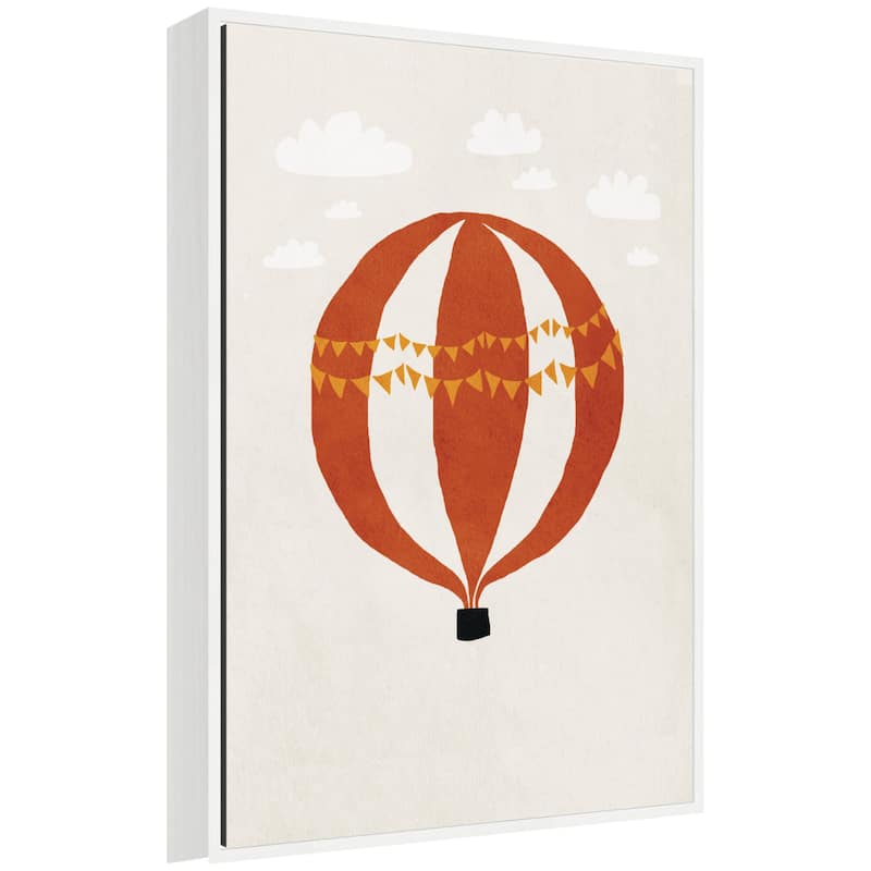 Kate and Laurel Hot Air Balloon II by July Art Prints Framed Canvas Wall Art Print - 23x33 - White