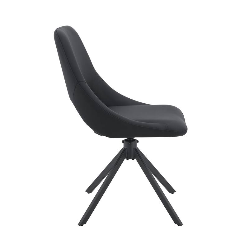 Faux Leather Dining Chairs Set of 4, Swivel Dining Room Chair, Metal Frame Kitchen Chairs