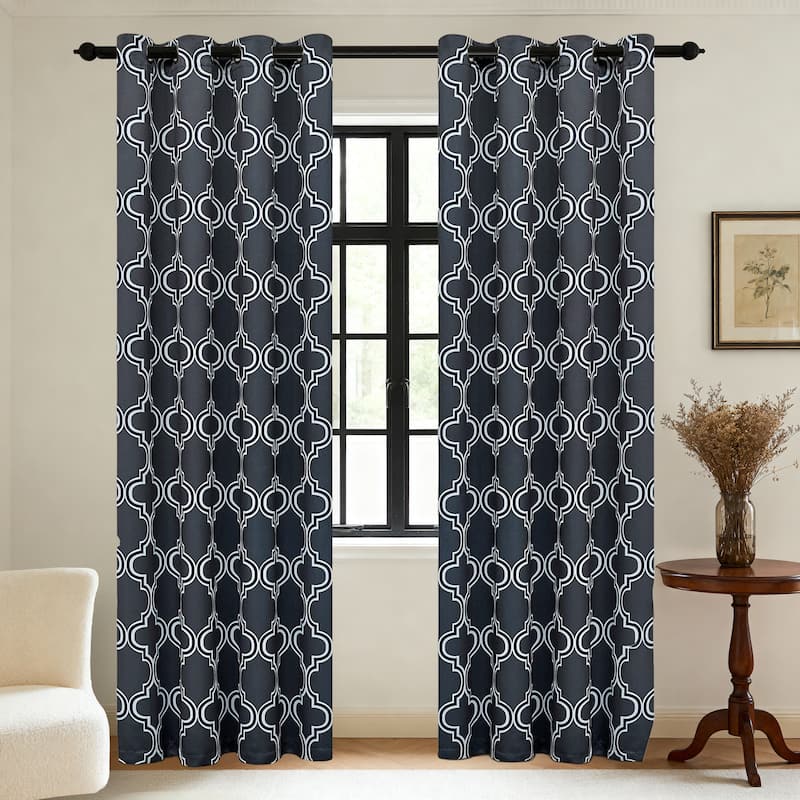 Superior Bohemian Trellis Room Darkening Grommet Curtain Panel - (Set of 2)