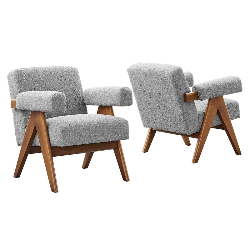 Lyra Boucle Fabric Armchair - Set of 2