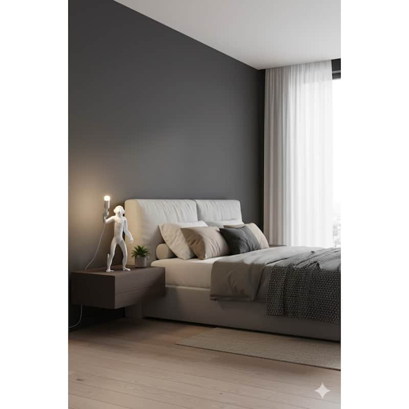 1-Light White Standing Resin Monkey Table Lamp
