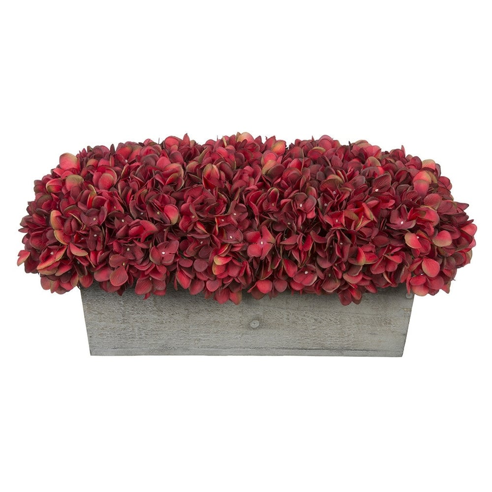 Faux Hydrangeas in Grey Wood Washed Ledge Planter