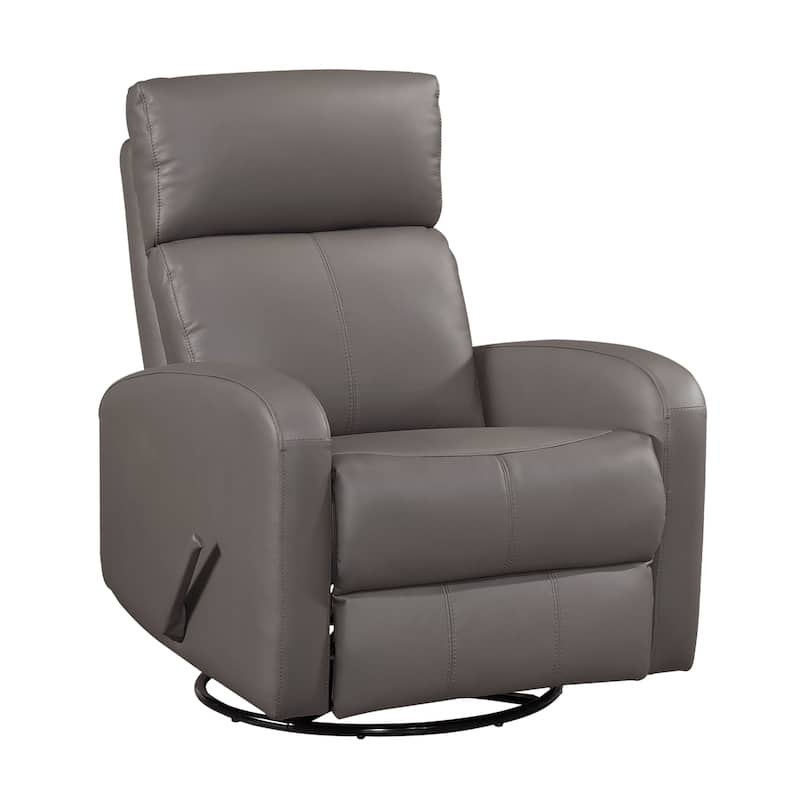 Creek 31.5" Leather Manual Swivel Glider Recliner - 360-Degree Swivel - Mocha