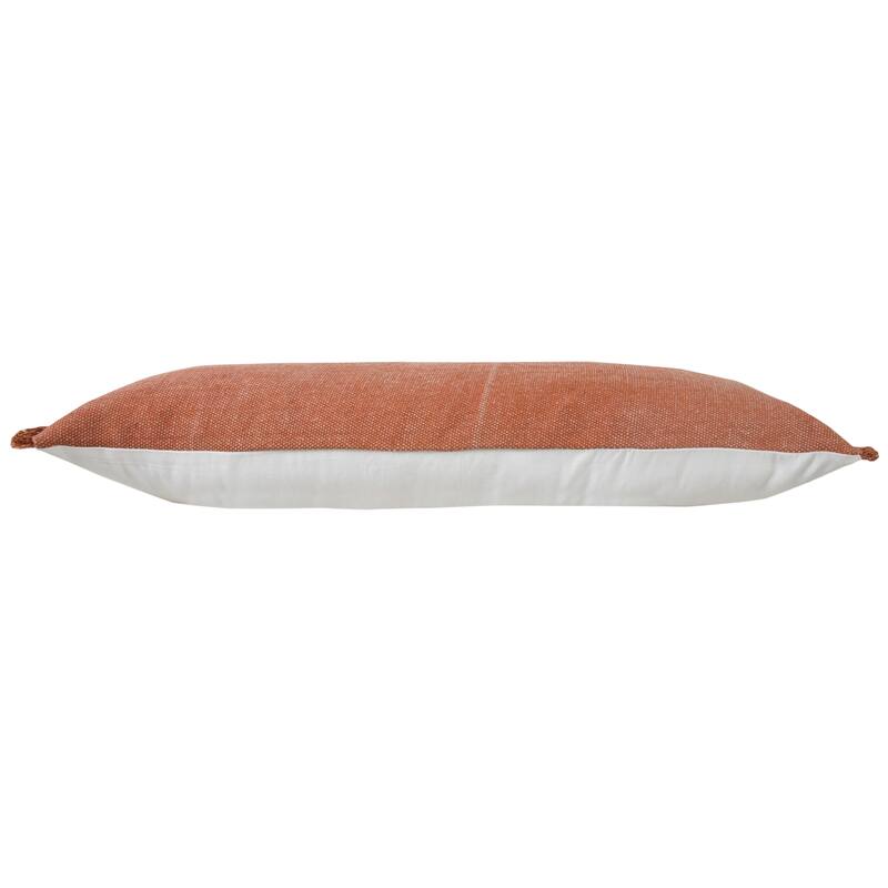 Sevita Adobe Brown Solid Stonewash Throw Pillow with Fringe