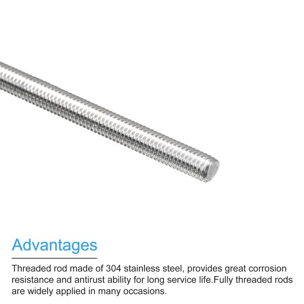 Fully Threaded Rod M5 X 350mm 0.8mm Pitch 304 Stainless Steel Right Hand 2 Pcs - Silver Tone - View #2