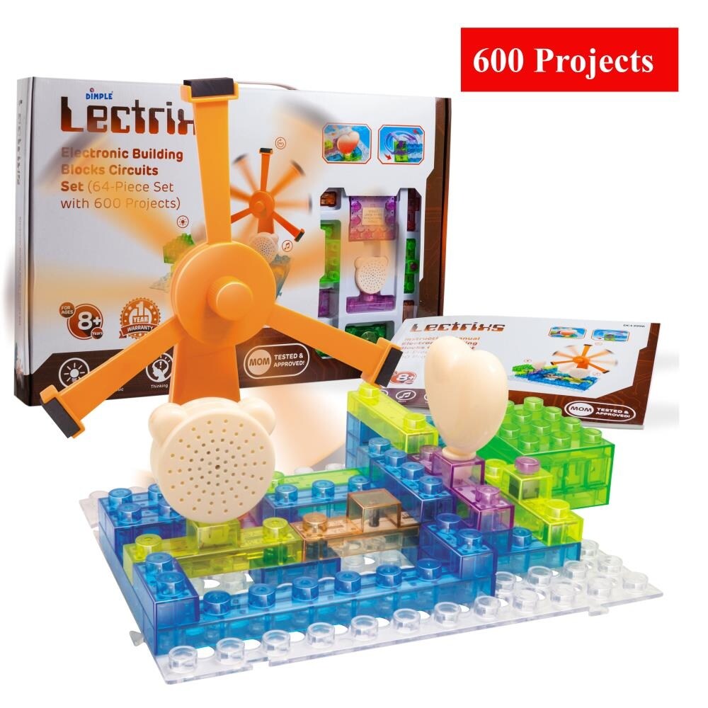 Dimple Lectrixs 64 Piece Electronic Circuit Blocks Light Up DIY Toy Set